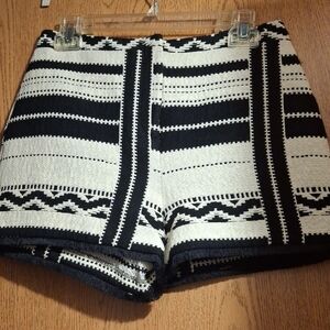 Topshop High Waist Black and White Patterned Shorts